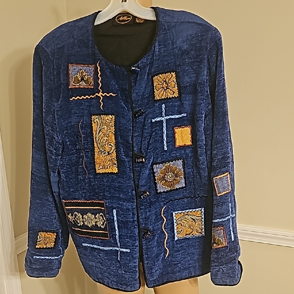 Allure Blue Patchwork Cardigan Jacket - image 2
